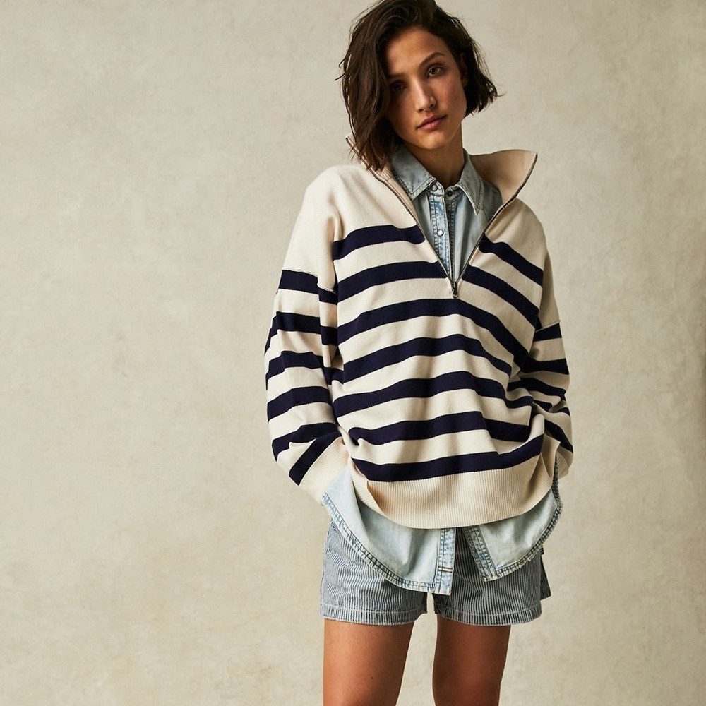 Free People Coastal Stripe Pullover
